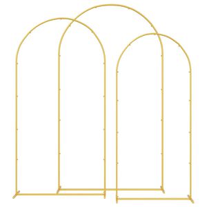 vidaXL Arco de Boda 3 uds. Dorado 120 x 40 x 217 cm Acero