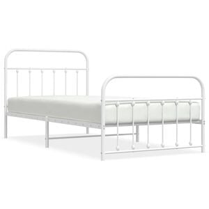 vidaXL Estructura cama sin colch&oacute;n con estribo metal blanco 107x203 cm