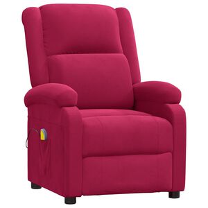 vidaXL Sill&oacute;n de masaje de terciopelo rojo tinto