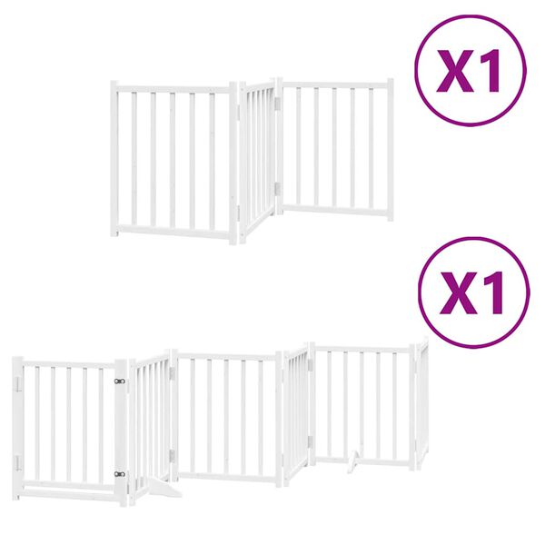 vidaXL Puerta para perros plegable 9 paneles madera &aacute;lamo blanca 450cm