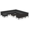 vidaXL Set de muebles de jard&iacute;n 13 pzas cojines rat&aacute;n sint&eacute;tico negro