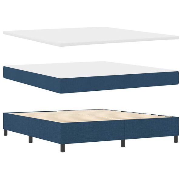 vidaXL Cama tipo Box Spring con colch&oacute;n Azul 180 x 200 cm tela