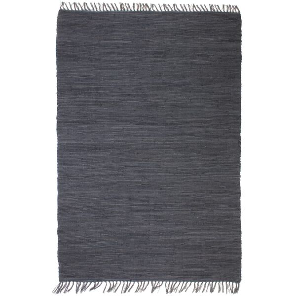 vidaXL Alfombra tejida a mano Chindi algod&oacute;n gris antracita 160x230 cm