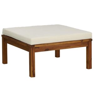 vidaXL Reposapi&eacute;s con coj&iacute;n blanco crema madera maciza de acacia