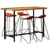 vidaXL Muebles de bar 5 piezas madera maciza reciclada cuero aut&eacute;ntico