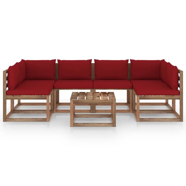 vidaXL Muebles de jard&iacute;n de palets 7 pzs con cojines madera impregnada