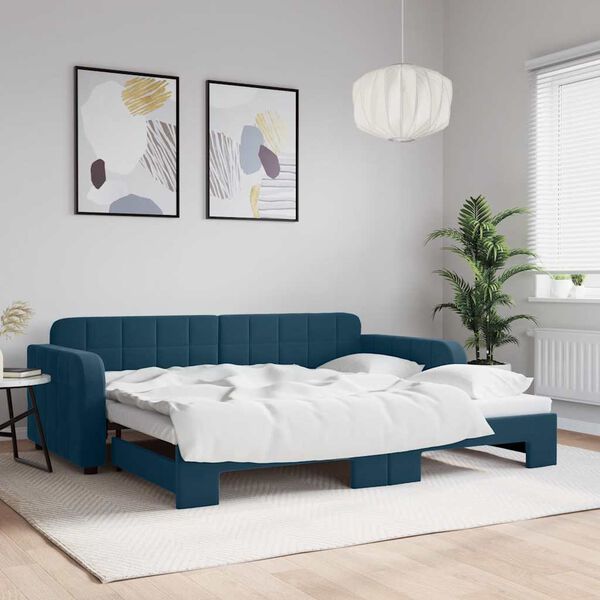 vidaXL Sof&aacute; cama nido terciopelo azul 90x200 cm