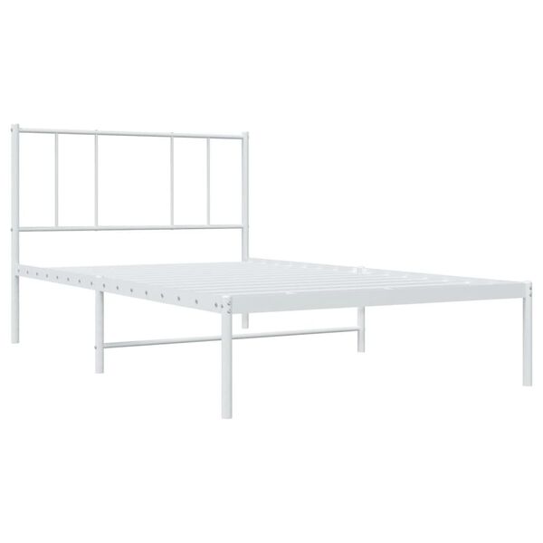 vidaXL Estructura cama sin colch&oacute;n con cabecero metal blanco 100x190cm