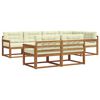 vidaXL Conjunto de sof&aacute;s de exterior con coj&iacute;n 7 pcs Natural y Crema