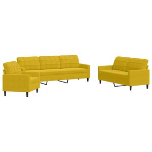 vidaXL Juego de sof&aacute;s con cojines 3 piezas terciopelo amarillo