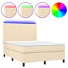 vidaXL Cama box spring colch&oacute;n y luces LED tela crema 140x200 cm
