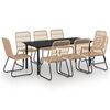 vidaXL Juego de comedor para jard&iacute;n 9 piezas rat&aacute;n sint&eacute;tico y vidrio