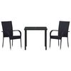 vidaXL Conjunto de Comedor de Jard&iacute;n 3 pcs Negro