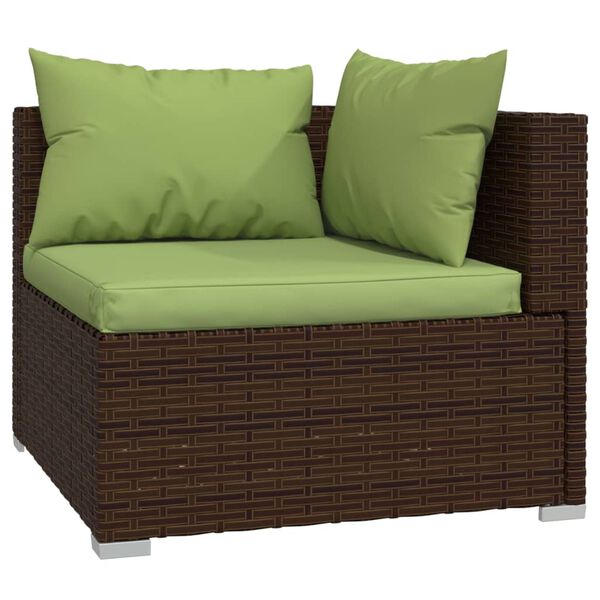 vidaXL Set muebles de jardín 12 pzas y cojines ratán sintético marrón