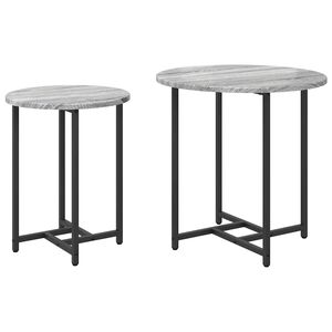 vidaXL Conjunto de mesas auxiliares 2 uds. Sonoma Gris y Negro