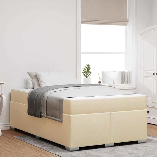 vidaXL Estructura de cama con colch&oacute;n Crema 120 x 190 cm tela