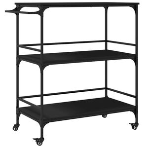 vidaXL Carrito de cocina madera de ingenier&iacute;a negro 100,5x50x105 cm