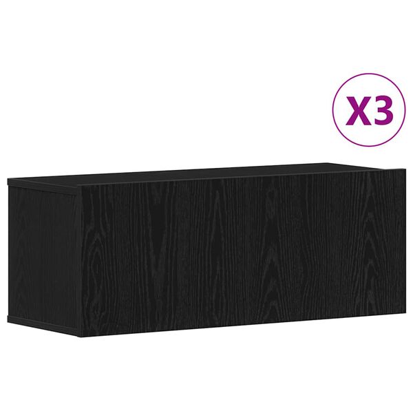 vidaXL Conjunto de mueble de TV 3 pcs Roble Negro 80 x 30 x 30 cm