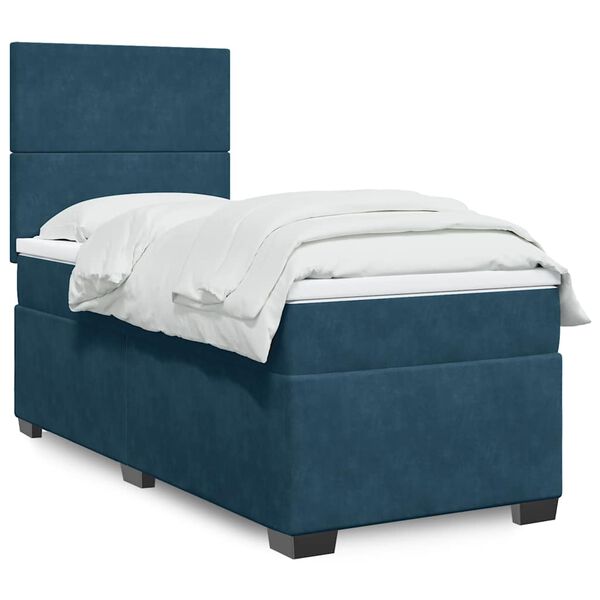 vidaXL Cama box spring con colch&oacute;n terciopelo azul oscuro 80x200 cm