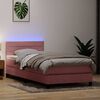 vidaXL Cama box spring con colch&oacute;n y LED terciopelo rosa 100x210 cm