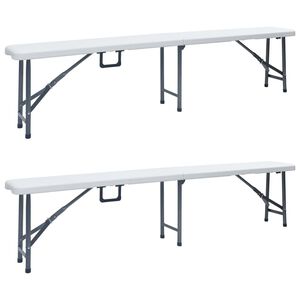 vidaXL Bancos de jard&iacute;n plegables 2 unidades 180 cm HDE blanco