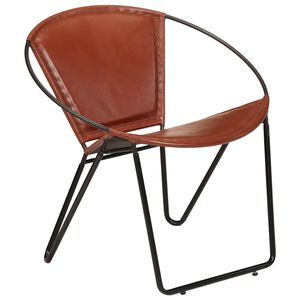 vidaXL Silla de cuero aut&eacute;ntico marr&oacute;n