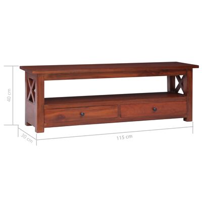 vidaXL Mueble de TV madera maciza de caoba marrón 115x30x40 cm