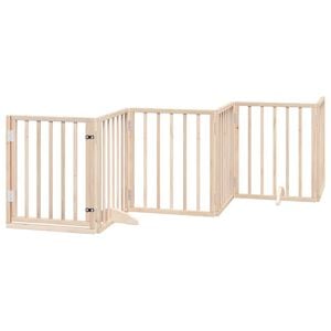 vidaXL Puerta para perros con puerta plegable de 6 paneles, 300 cm, madera de &aacute;lamo