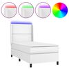 vidaXL Cama box spring colch&oacute;n y LED cuero sint&eacute;tico blanco 100x200 cm