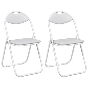 vidaXL Silla Plegable 2 pcs 48 x 43,5 x 81 cm Cuero sint&eacute;tico