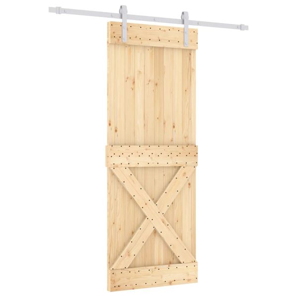 vidaXL Puerta corredera con herrajes madera maciza de pino 80x210 cm