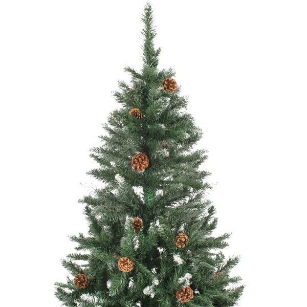 vidaXL &Aacute;rbol de Navidad artificial con pi&ntilde;as y brillo blanco 180 cm