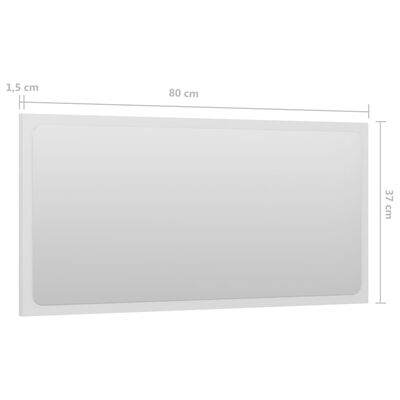 vidaXL Espejo de baño madera contrachapada blanco brillo 80x1,5x37 cm