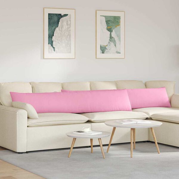 vidaXL Cojines de sof&aacute; 2 pcs Rosa 200 x 40 cm tela