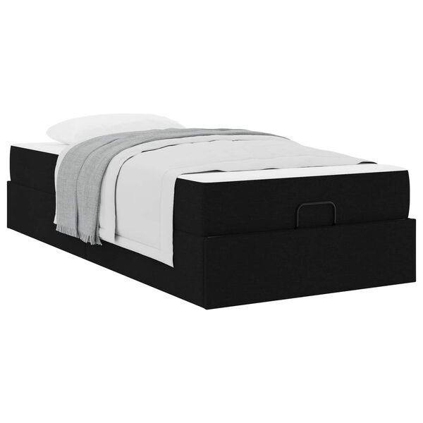 vidaXL Estructura de cama con colch&oacute;n con colch&oacute;n 2 pcs Negro tela