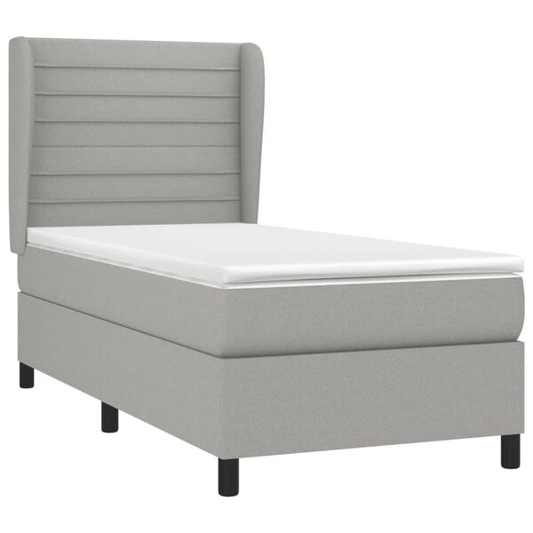 vidaXL Cama box spring con colch&oacute;n tela gris claro 100x200 cm