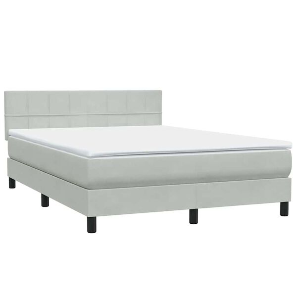 vidaXL Cama box spring con colch&oacute;n terciopelo gris claro 160x220 cm