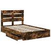 vidaXL Cama con almacenamiento con cabecera Roble ahumado 120 x 190 cm