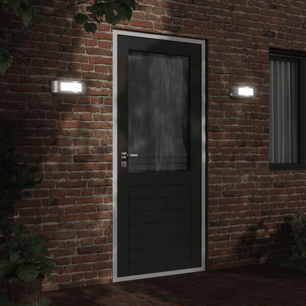 vidaXL Apliques de exterior 2 unidades acero inoxidable plateado