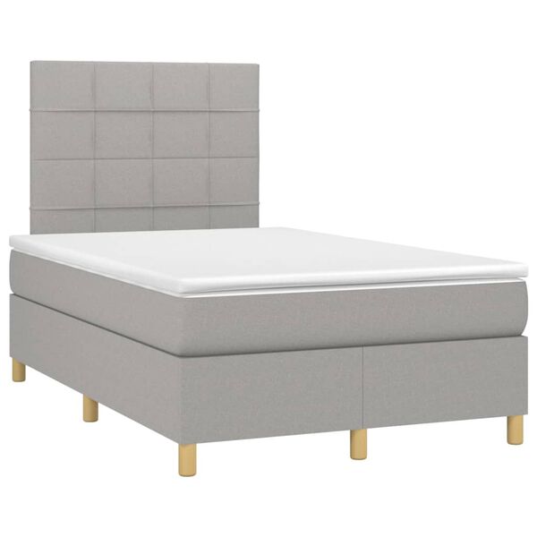 vidaXL Cama box spring con colch&oacute;n tela gris claro 120x200 cm