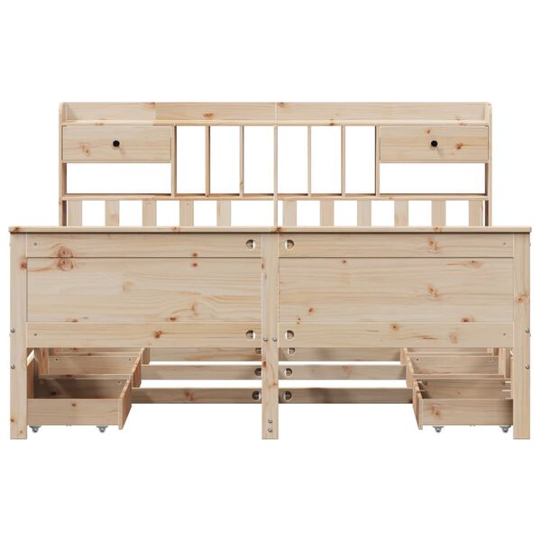 vidaXL Cama con estantería sin colchón madera maciza de pino 180x200cm