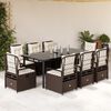 vidaXL Set comedor para jard&iacute;n 9 pzas y cojines rat&aacute;n sint&eacute;tico marr&oacute;n