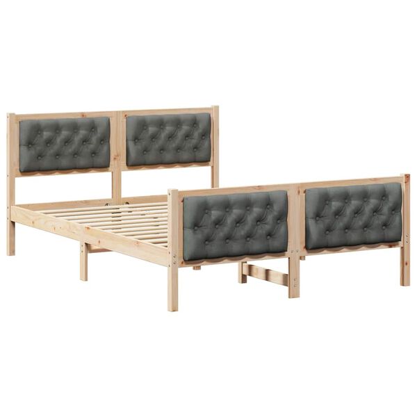 vidaXL Estructura de cama con cabecera Gris oscuro 140 x 200 cm