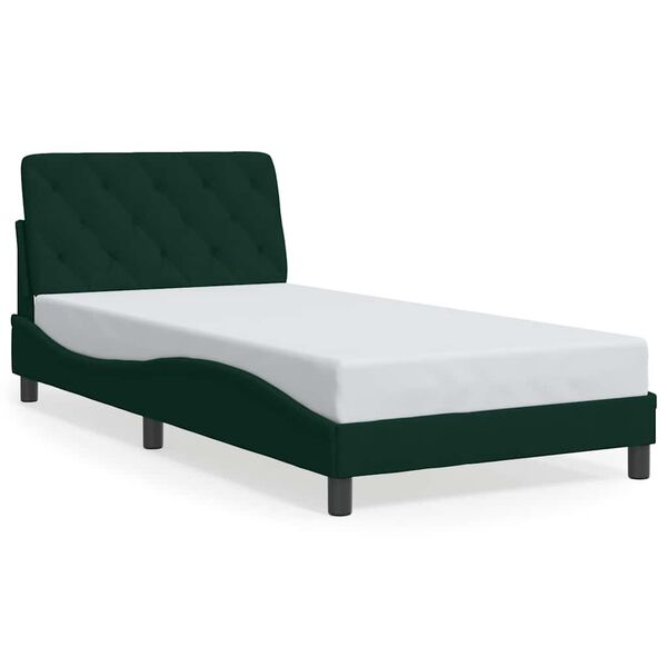 vidaXL Estructura cama sin colch&oacute;n terciopelo verde oscuro 100x200 cm