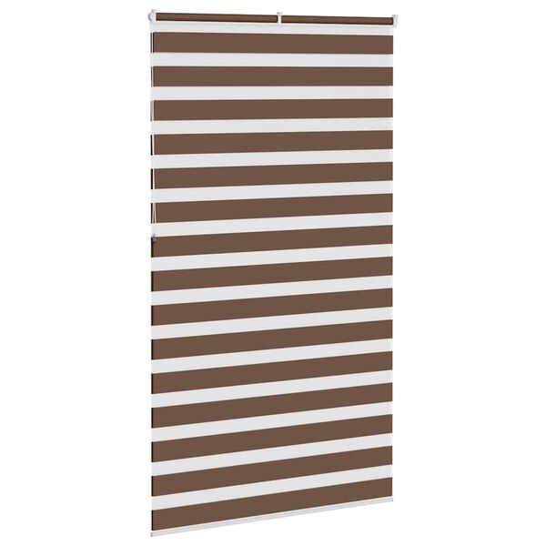 vidaXL Estor cebra marr&oacute;n 130x230 cm tejido ancho 125,9 cm poli&eacute;ster