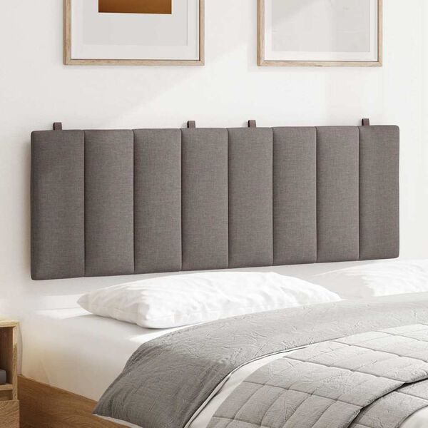 vidaXL Cabecero de cama acolchado Hanko tela gris taup&eacute; 140 cm
