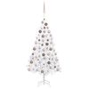 vidaXL &Aacute;rbol de Navidad preiluminado con luces y bolas blanco 120 cm