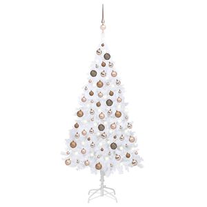 vidaXL &Aacute;rbol de Navidad preiluminado con luces y bolas blanco 120 cm