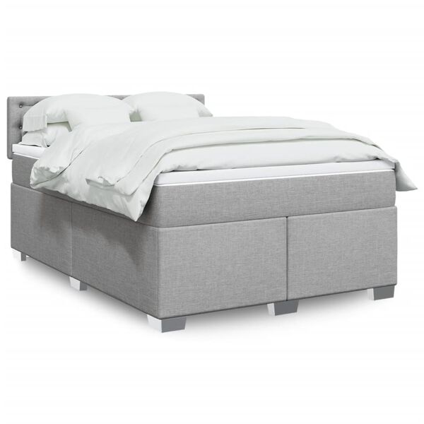 vidaXL Cama box spring con colch&oacute;n tela gris claro 140x190 cm