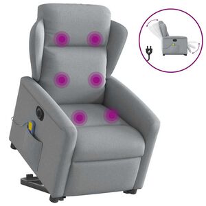 vidaXL Sill&oacute;n de masaje el&eacute;ctrico reclinable elevable tela gris claro